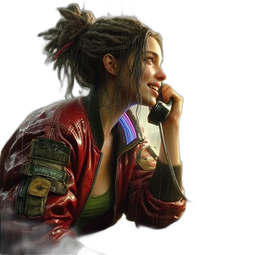 jacket, face, weapon, staff transparent PNG cut-out