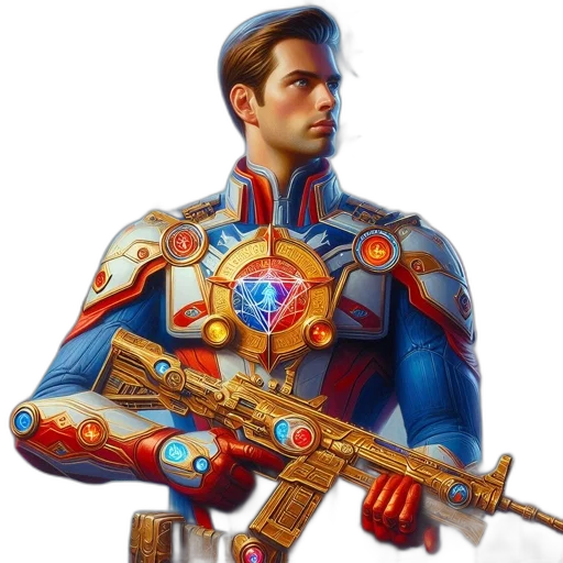 weapon, jacket, robot, staff transparent PNG cut-out