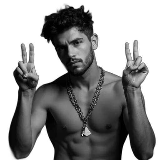 photorealistic, man, wearing, necklace transparent PNG cut-out