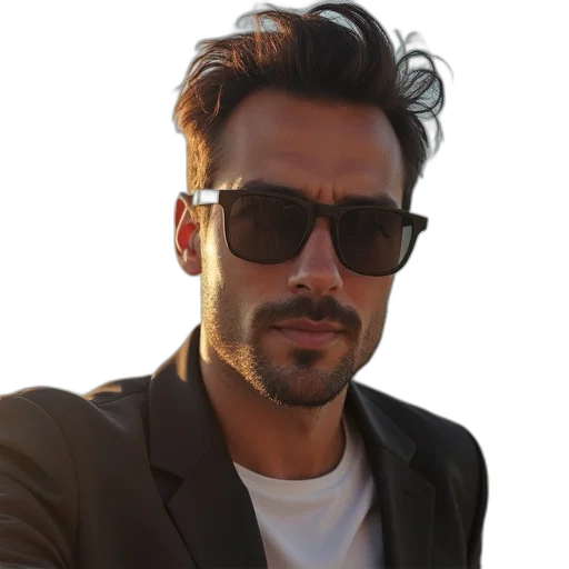 jacket, staff, face, hair transparent PNG cut-out