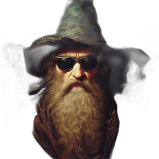 hat, staff, face, fantasy art transparent PNG cut-out