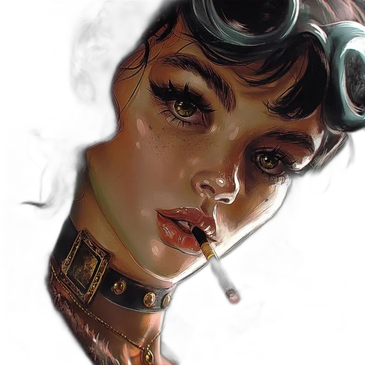face, comic book art, cyberpunk, photorealistic transparent PNG cut-out