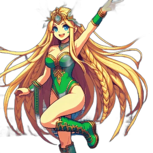 dress, staff, pixel art, anime transparent PNG cut-out