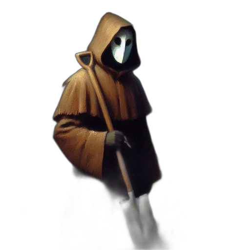 jacket, mask, staff, creature transparent PNG cut-out