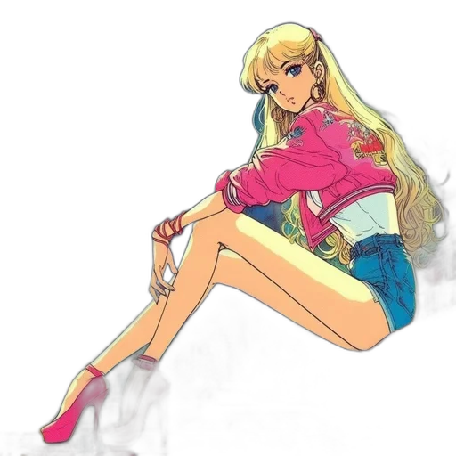 dress, jacket, vaporwave, anime transparent PNG cut-out
