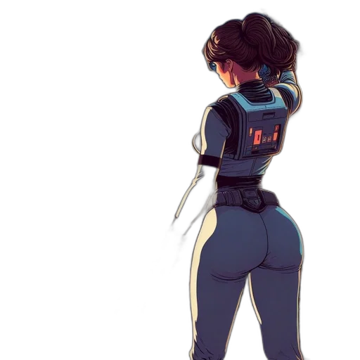 jacket, robot, staff, weapon transparent PNG cut-out