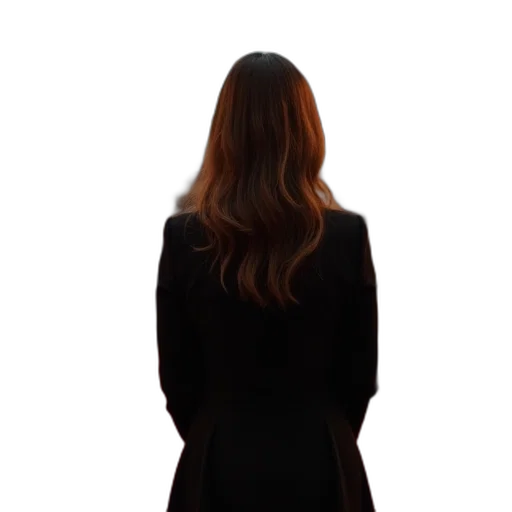 dress, jacket, staff, hair transparent PNG cut-out