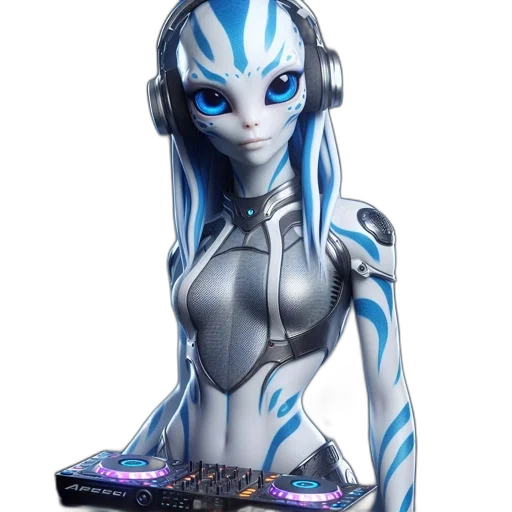 robot, staff, cyberpunk, vaporwave transparent PNG cut-out
