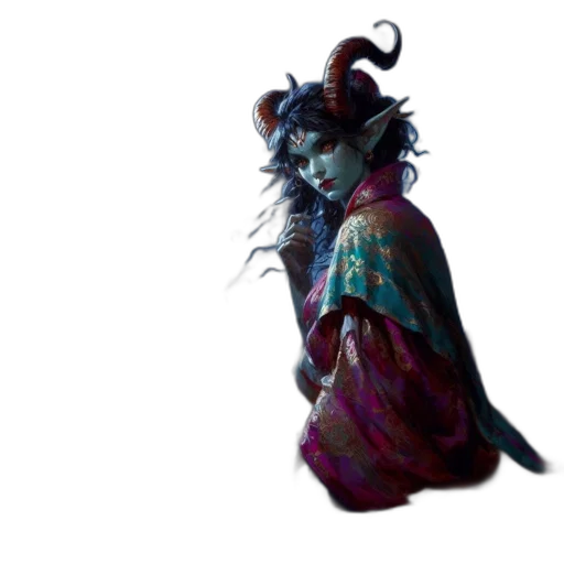 dragon, dress, mask, hair transparent PNG cut-out