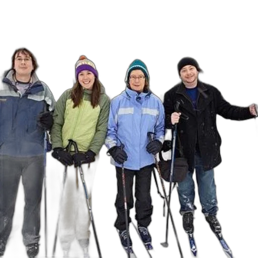 staff, snow, four, people transparent PNG cut-out