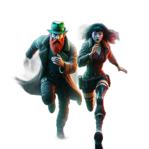 concept art, comic book art, fantasy art, cyberpunk transparent PNG cut-out
