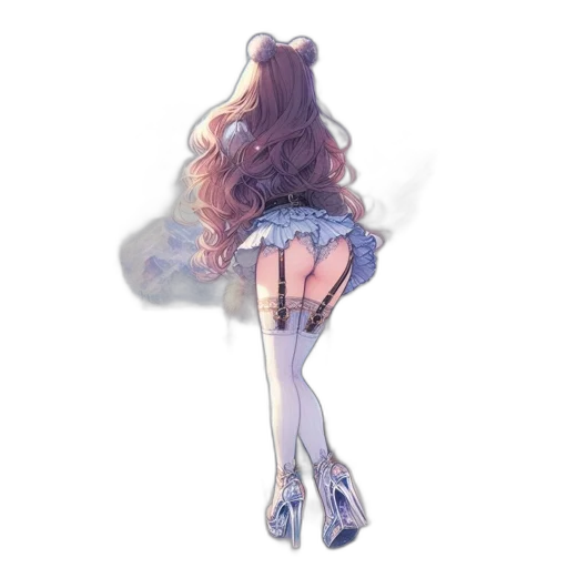 dress, hair, shoes, staff transparent PNG cut-out