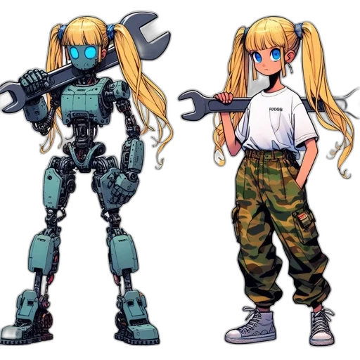 robot, concept art, pixel art, cyberpunk transparent PNG cut-out