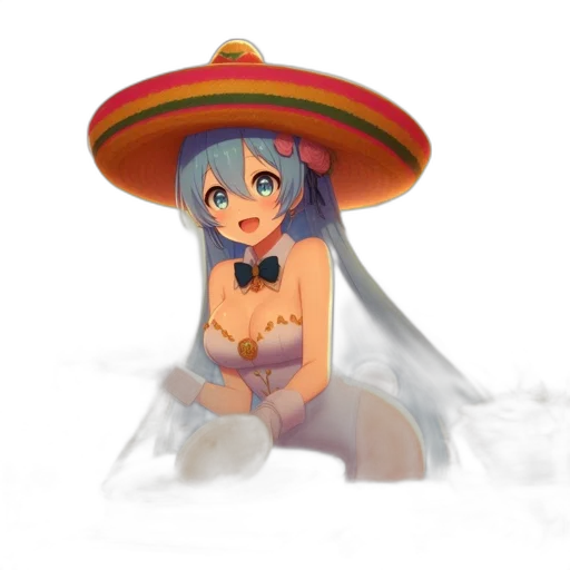 hat, dress, umbrella, staff transparent PNG cut-out