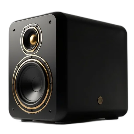 sleek, black, speaker, modern transparent PNG cut-out