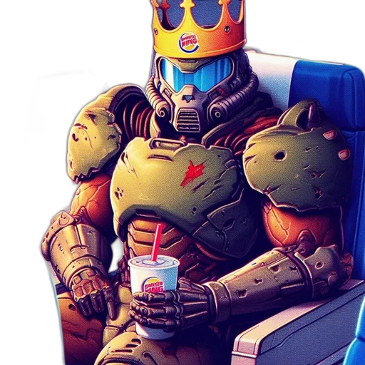 robot, crown, concept art, comic book art transparent PNG cut-out
