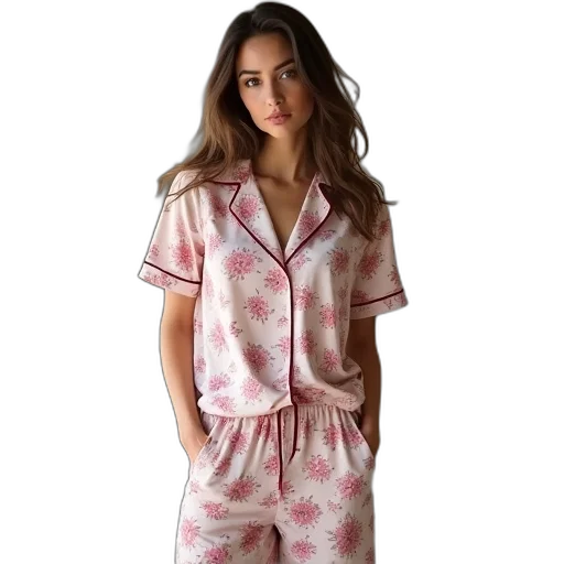 dress, woman, printed, pyjama transparent PNG cut-out
