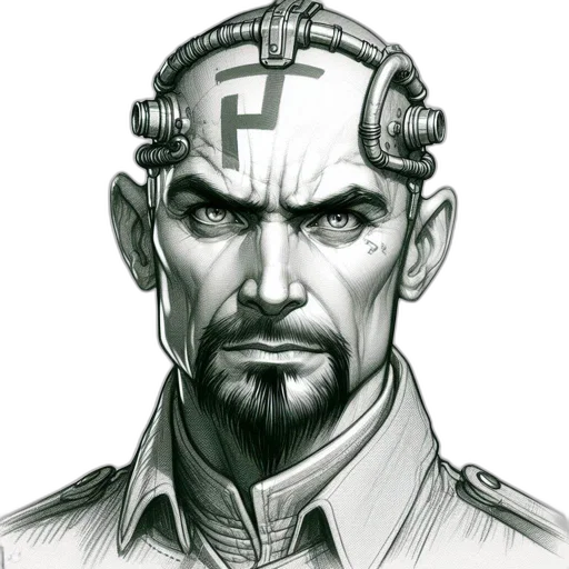 face, robot, staff, concept art transparent PNG cut-out