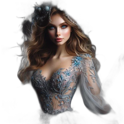 dress, jewelry, crown, fantasy art transparent PNG cut-out