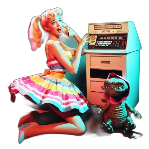 robot, dress, vaporwave, concept art transparent PNG cut-out