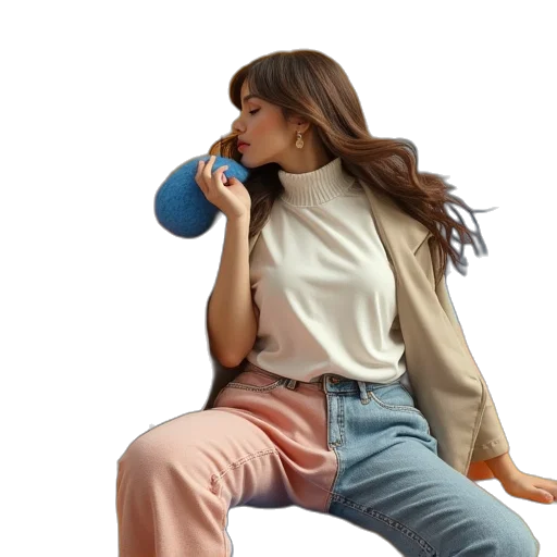 jacket, staff, vaporwave, photorealistic transparent PNG cut-out