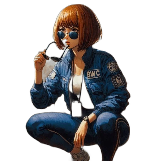 jacket, robot, face, weapon transparent PNG cut-out