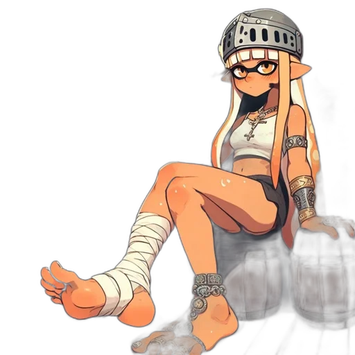 dress, hat, staff, weapon transparent PNG cut-out