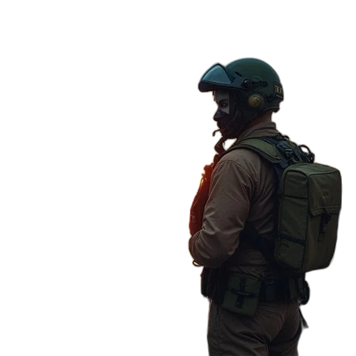 jacket, staff, hat, weapon transparent PNG cut-out