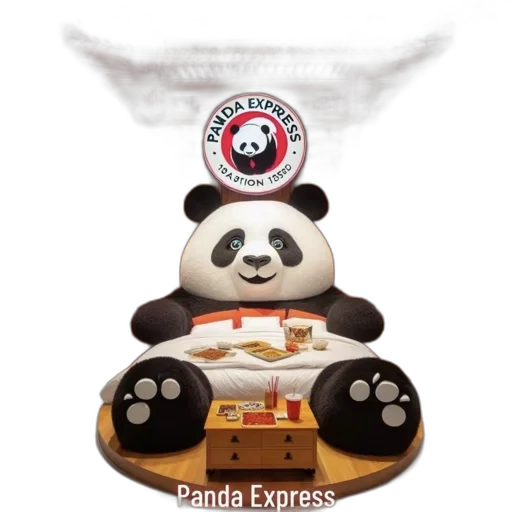 photorealistic, concept art, panda-themed, booth transparent PNG cut-out