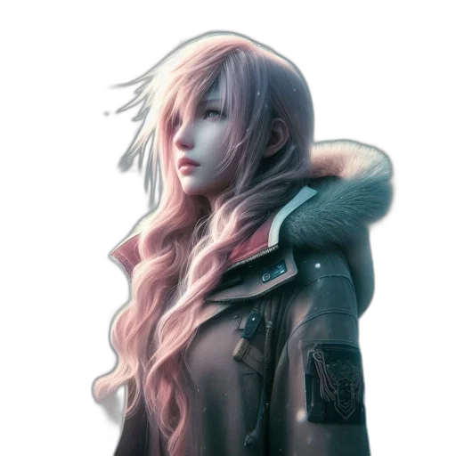 jacket, face, hair, staff transparent PNG cut-out
