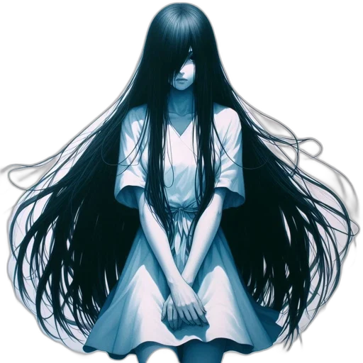 dress, hair, face, creature transparent PNG cut-out