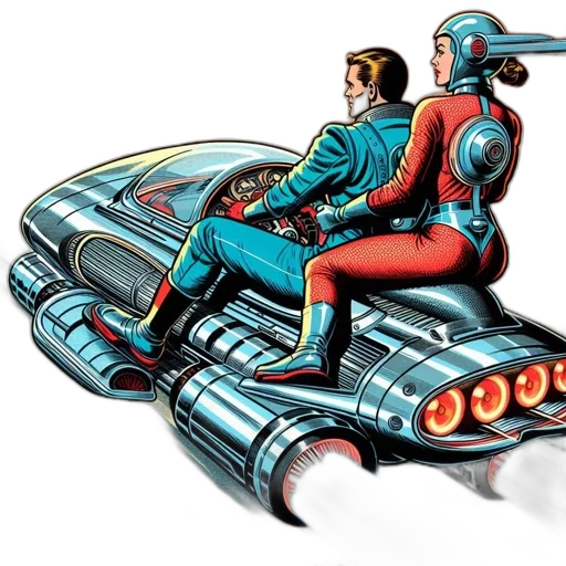 car, robot, jacket, comic book art transparent PNG cut-out