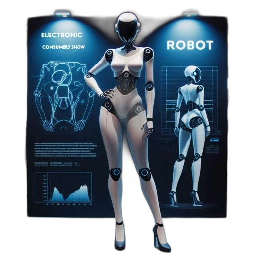 robot, concept art, cyberpunk, 3d render transparent PNG cut-out