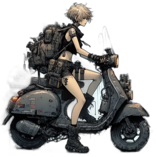 weapon, jacket, robot, car transparent PNG cut-out