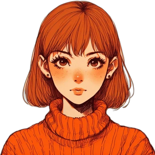 face, jacket, dress, hair transparent PNG cut-out