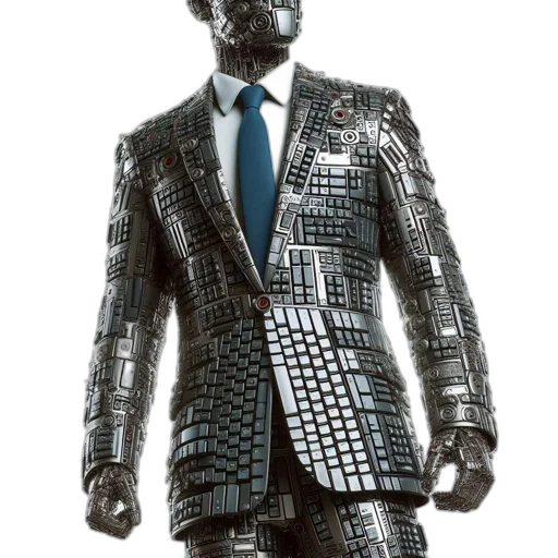 jacket, robot, 3d render, cyberpunk transparent PNG cut-out
