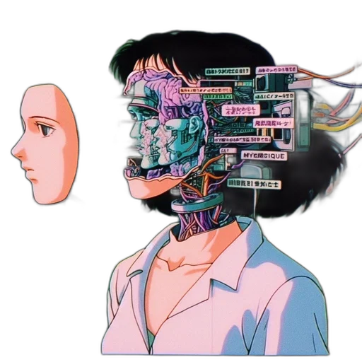 robot, face, mask, cyberpunk transparent PNG cut-out