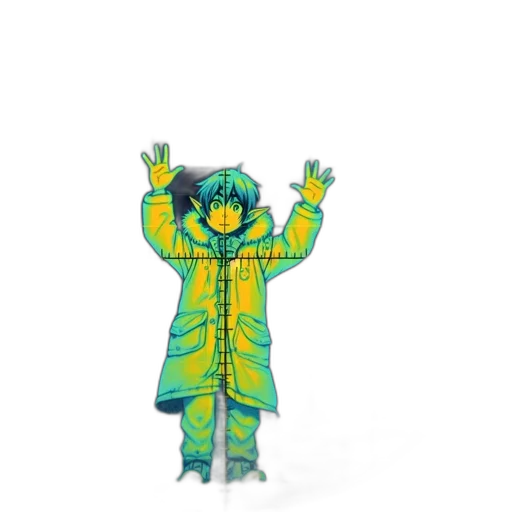 jacket, robot, creature, staff transparent PNG cut-out