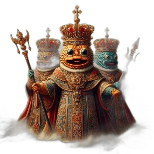 crown, robot, mask, staff transparent PNG cut-out