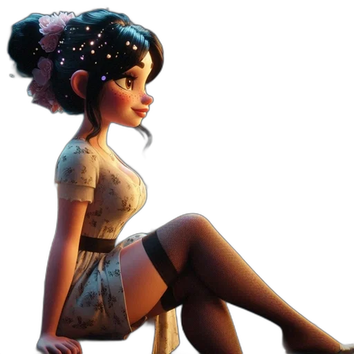 dress, staff, crown, 3d render transparent PNG cut-out
