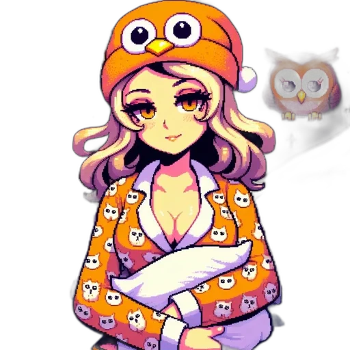 hat, dress, pixel art, anime transparent PNG cut-out