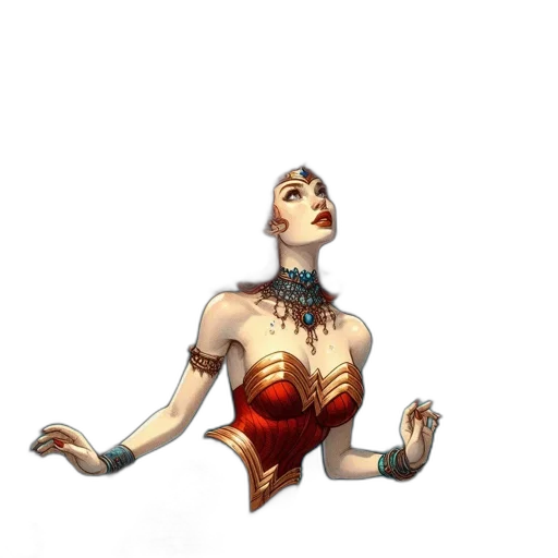 dress, jewelry, mask, staff transparent PNG cut-out
