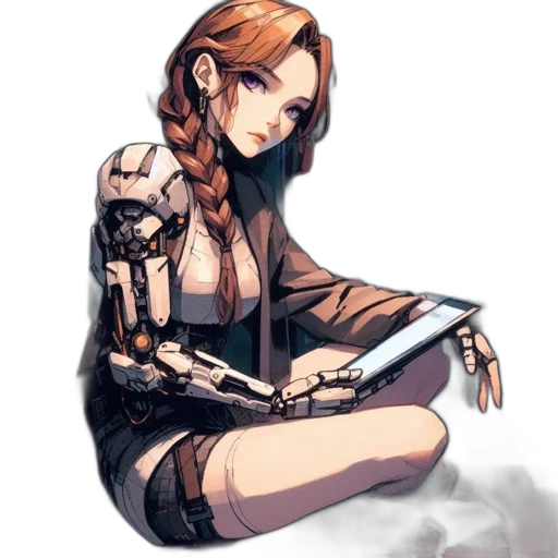 robot, staff, dress, weapon transparent PNG cut-out