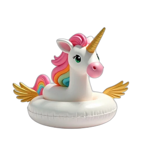 3d render, white, unicorn, rainbow transparent PNG cut-out