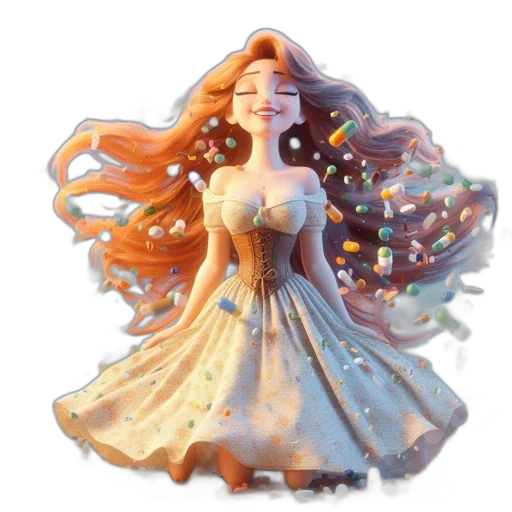 dress, jewelry, crown, 3d render transparent PNG cut-out