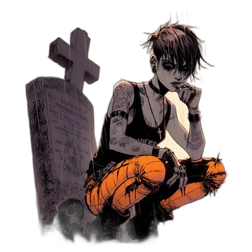 comic book art, concept art, cyberpunk, pixel art transparent PNG cut-out