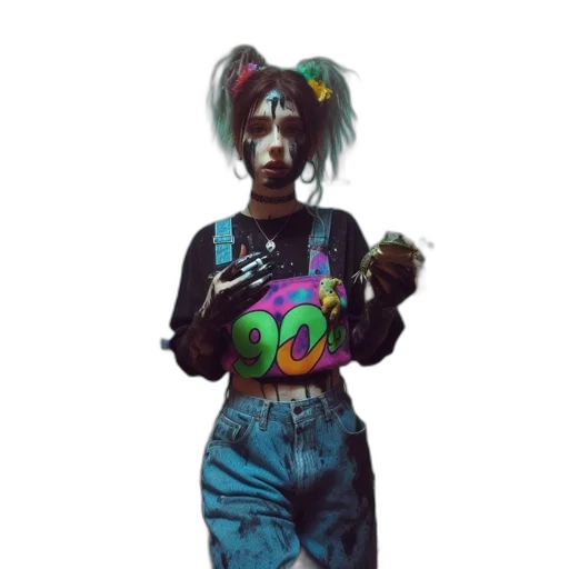 jacket, staff, face, cyberpunk transparent PNG cut-out