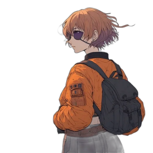 jacket, staff, robot, weapon transparent PNG cut-out