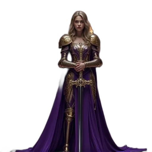 dress, sword, jewelry, staff transparent PNG cut-out