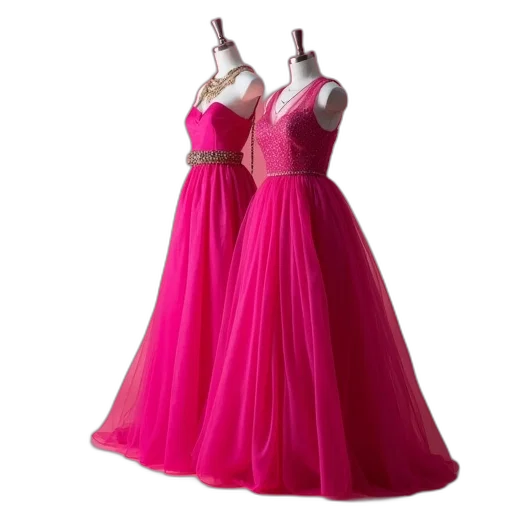dress, 3d render, neon, red transparent PNG cut-out